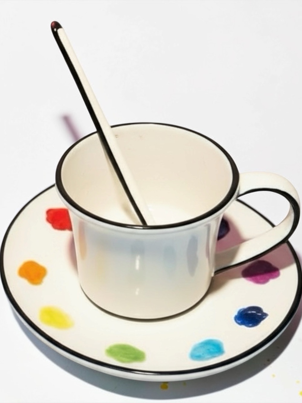 Jonathan Adler Paint Palette Teacup Saucer Set NWT Artist Coffee Cup Decor